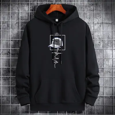 Men Black Printed Hoodie 2021 New Style