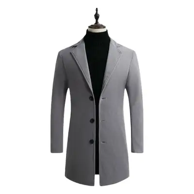 2021 Men's Woolen Coat Navy Blue Slim Fit Mid Length