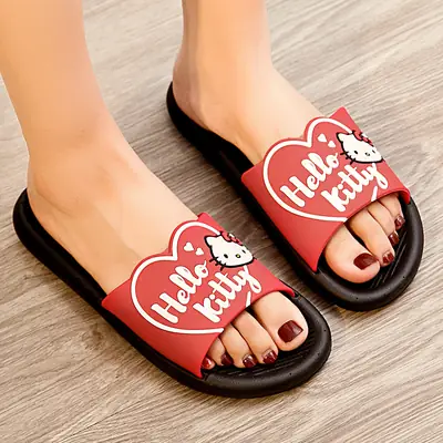 Hello Kitty Heart Slippers Red Non-Slip Indoor Outdoor