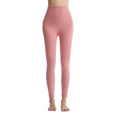 Women Velvet Silk Warm High Waist Leggings Pink
