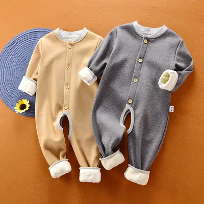 Baby Fleece Lined Jumpsuit Thickened Autumn Winter 1-3Yr