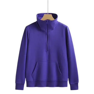 Women Fleece Hoodie Purple Korean Style 2025