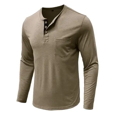 Men's Long Sleeve Round Neck T-Shirt Olive Green