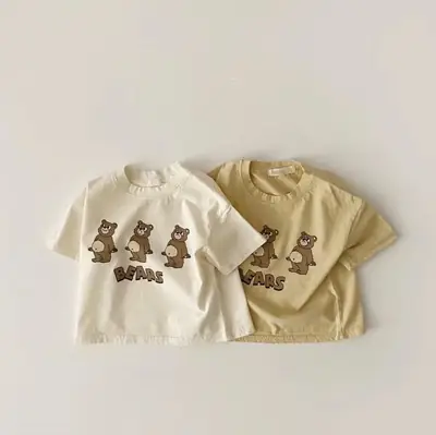 INS Baby T-shirt Three Bear Bear Crewneck Short Sleeve