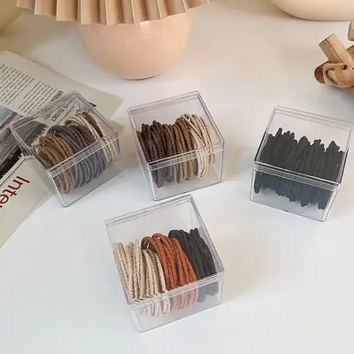 Canned Hair Ring Storage Box 50 Pcs Rubber Accessory Holder