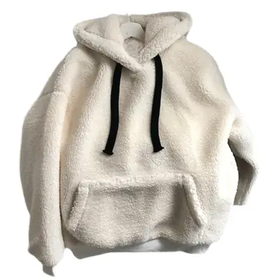 Women's Black Fleece Lined Hooded Sweatshirt Winter Warm