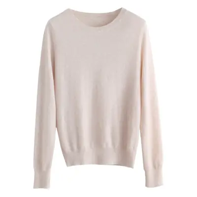 Women's 2023 Knitted Round Neck Sweater Beige Long Sleeve