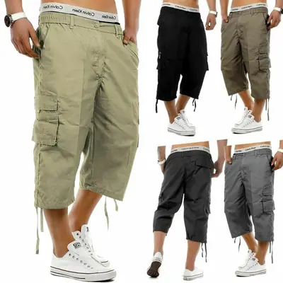 Men's 7-Pocket Cargo Pants Olive Green Military Style