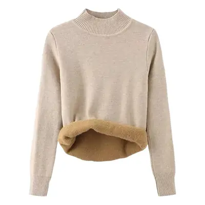 Women Velvet Half Turtleneck Sweater Winter 2025