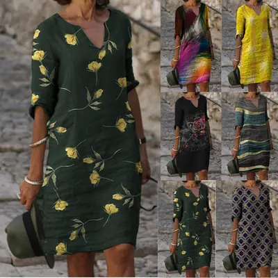 2021 Printed Loose Bamboo Fiber Women's Kurta