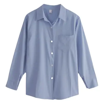 Women's Lazy Style Light Blue Shirt Jacket Long Sleeve Summer Wear