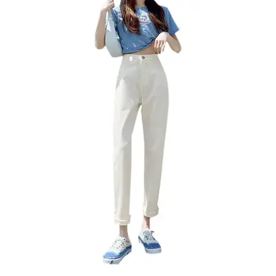 Women High-Waist Slimming Apricot Harem Pants 2025