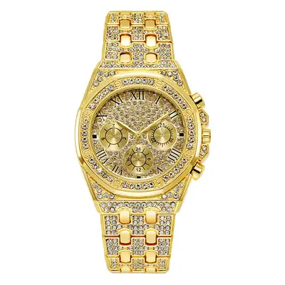 Men's Diamond Rhinestone Quartz Watch with Full Steel Band