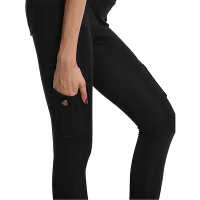 Fuchsia Tight Yoga Leggings with Button Pocket Design