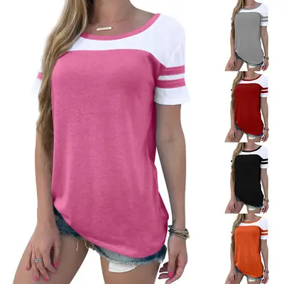 Women's 2024 Multi-Color Round Neck T-Shirt Multi-Size