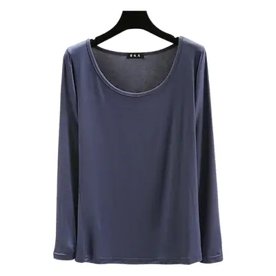 Women's Brown Modal Long Sleeve T-Shirt Slim Fit