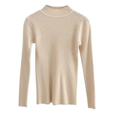 Women Half High Collar Sweater Winter Pullover Long Sleeve