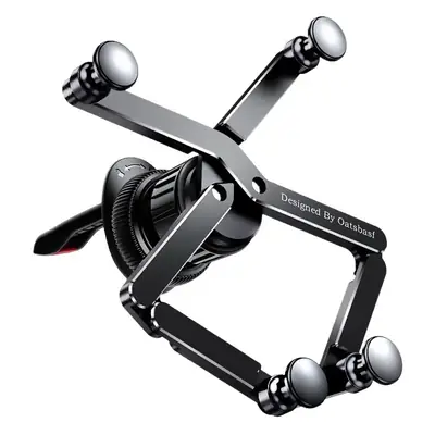 Car Phone Holder Black Metal Adjustable Clamp