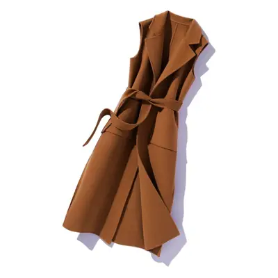 Black Woolen Vest Vesting Mid-Length Women Winter Dress