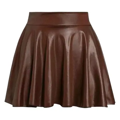 Women's Green Pleated Leather Skirt Large Size