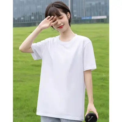 Women's Brown T-Shirt Round Neck Short Sleeve Loose Fit Pure Cotton