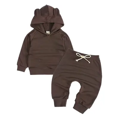 Baby Hooded Sweatpants Set Brown New Autumn