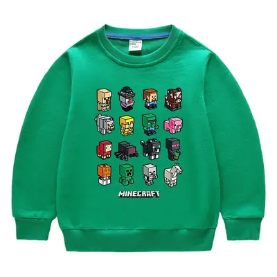 Minecraft Kids Crewneck Sweatshirt Green Cotton Boys Girls