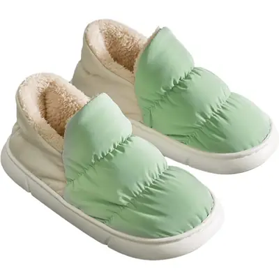 Women's Yellow Down Cotton Indoor Slippers Winter Warm