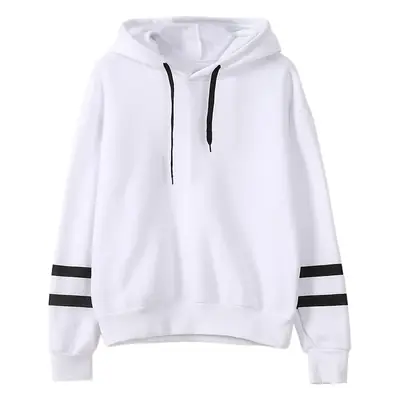 Women Black Hoodie XL with White Stripes