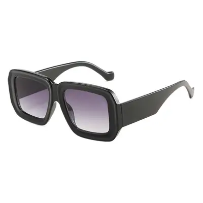 Modern Retro Ins Sunglasses Women Black Polygonal Contrast