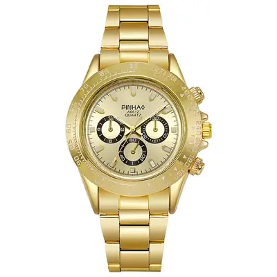 Men's 4-Hand Chronograph Watch Gold Silver Black