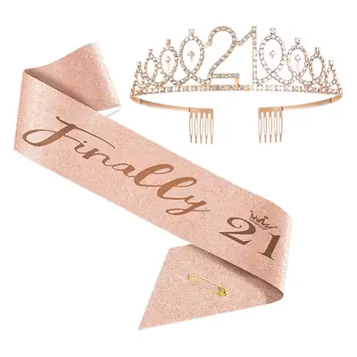 18th Birthday Crown Headband with Ribbon & Safety Pin