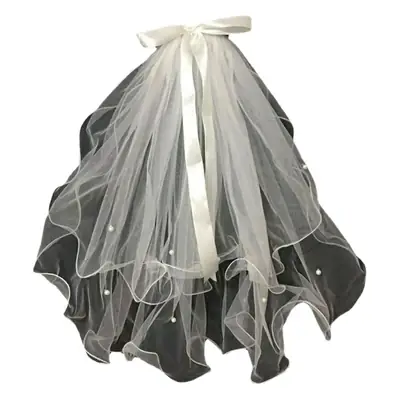 New Hair Bridal Net Bow with Pearl Accents