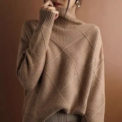 Women's Korean Style Turtleneck Sweater 2024 Winter