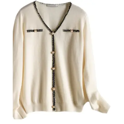 Women's V-Neck Slimmer Sweater with Chain Detail