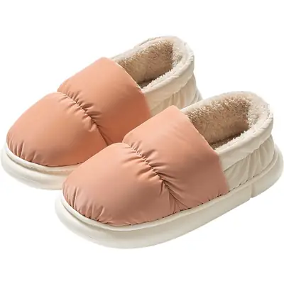 Cotton Slippers Women's Winter Bag with Home and Home Wearing Thick Bottom Household Indoor Down Cloth PVC Warm Cotton Slippers