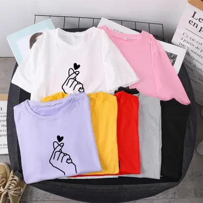 2022 Summer Printed T-Shirt Blue Round Neck Large