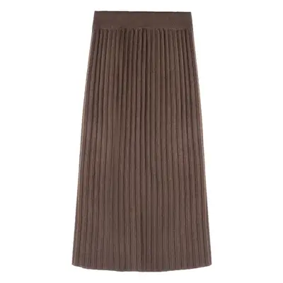 Black Knitted Mid-Length Skirt Women Winter High Waist A-Line
