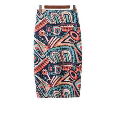Black Floral Digital Print Pencil Skirt for Women