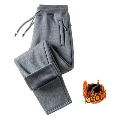 Men Fleece Lined Sweatpants Grey Large