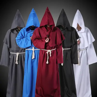 Monk Hooded Robe Costume Brown Medieval