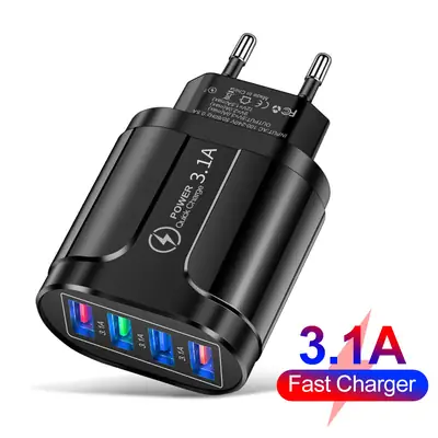 4 USB Travel Charger with LED Lamp