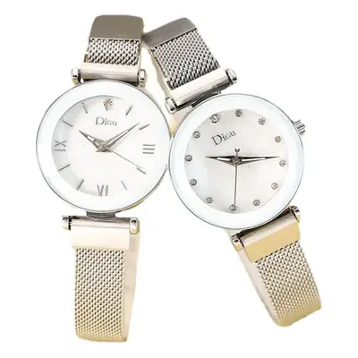 Women's Ceramic Watch with Star Surface & Mesh Band