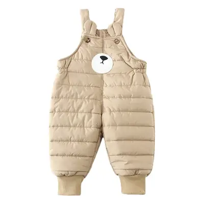 Kids Winter Quilted Overalls Black Cotton Warm 2024