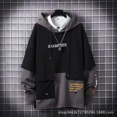 Black Hooded Sweatshirt for Youth Winter Casual Wear