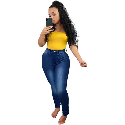 Women Slim Fit Blue Denim Leggings Stretchable Factory Ready