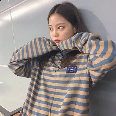 Plus Size Striped Long Sleeve T-Shirt Women Harajuku Style
