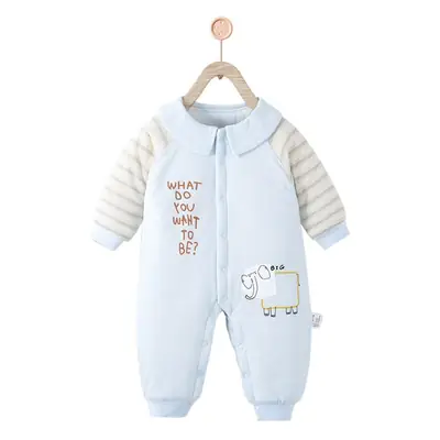 Baby Cotton Padded Jumpsuit Light Blue Winter Warm