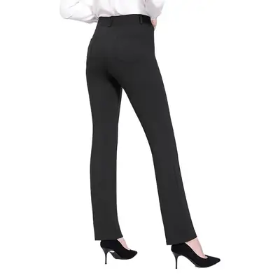 Pure Color Stretch Yoga Pants High Waist Business Casual Bell Pants 4 Flap Pocket