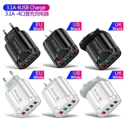4 USB Mobile Charger 3A Color LED Lamp